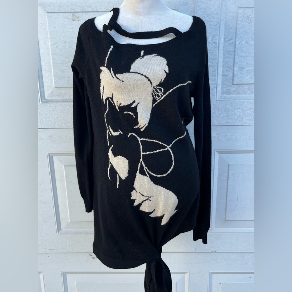 Women's Disney Couturs black cashmere sweater Tinker bell off shoulder